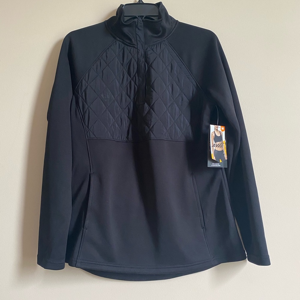 Black athletic quarter zip pullover